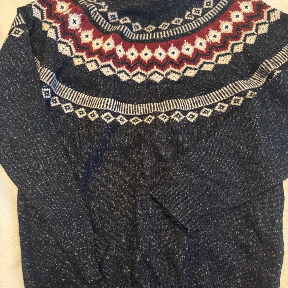 Levi's Navy and Burgundy Patterned Crewneck Sweater